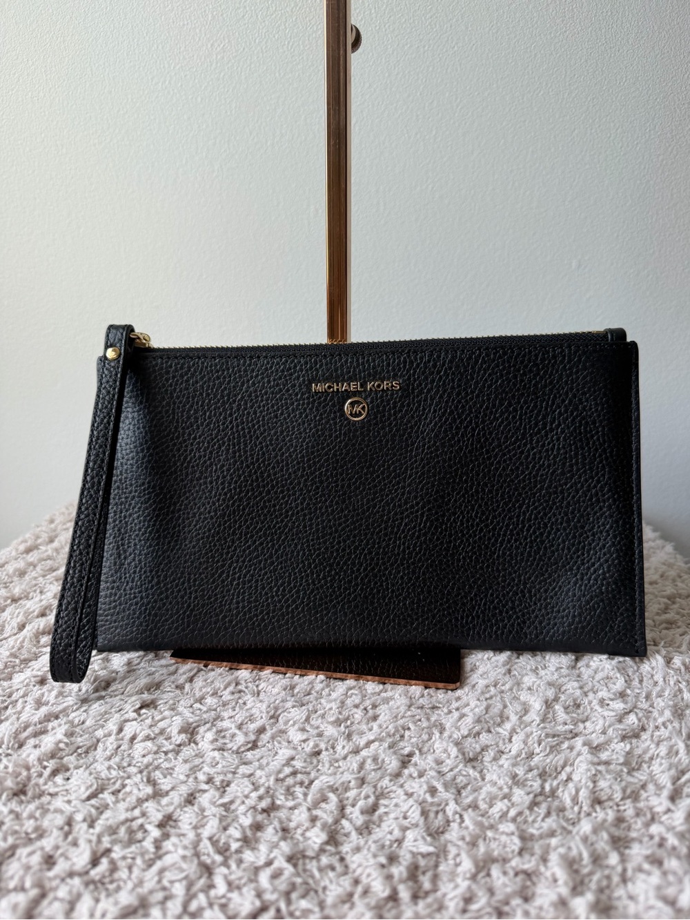 Michael Kors Black Leather Wristlet Clutch